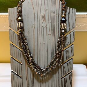 Five strand beaded & bling necklace